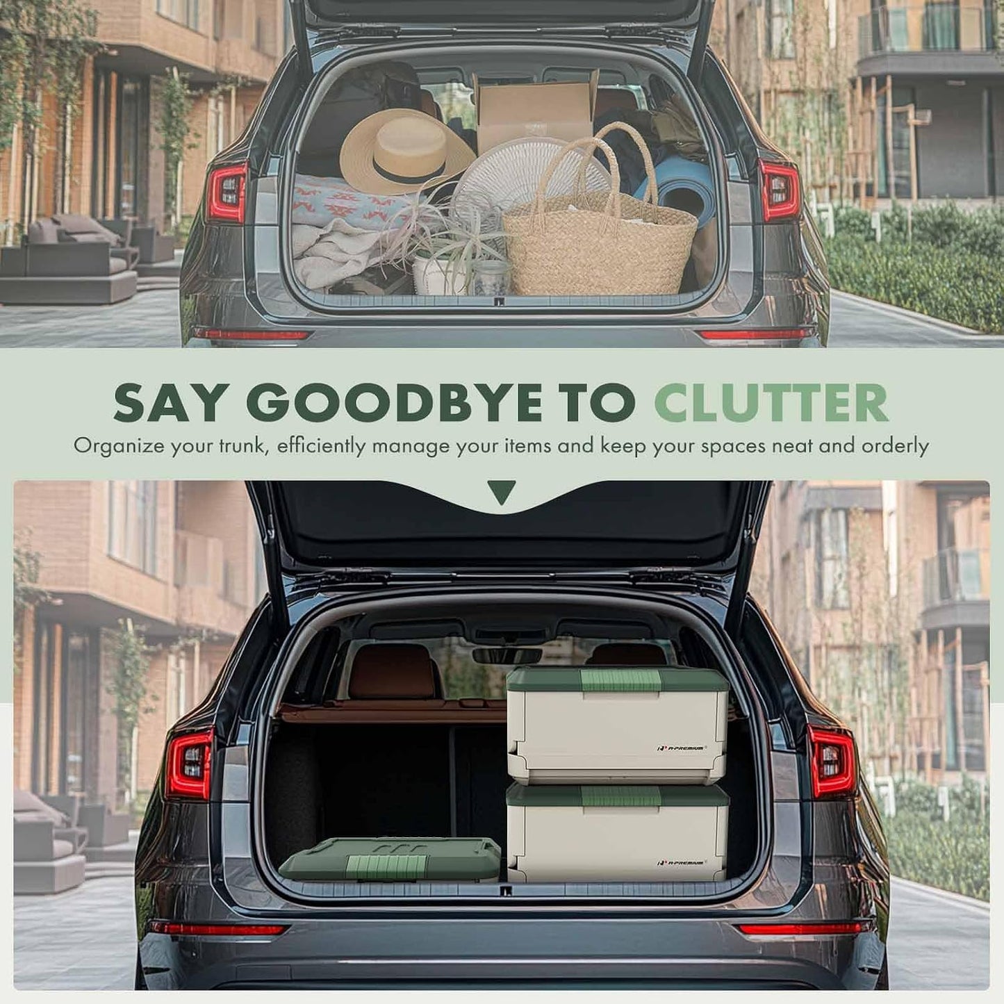 A-Premium Multifunctional Foldable Trunk Organizer and Storage Box | for Portable Car Storage Box with Waterproof Bag Heavy-Duty Container 45L 47-Quart for Camping, Picnic, Home, Garage box, etc