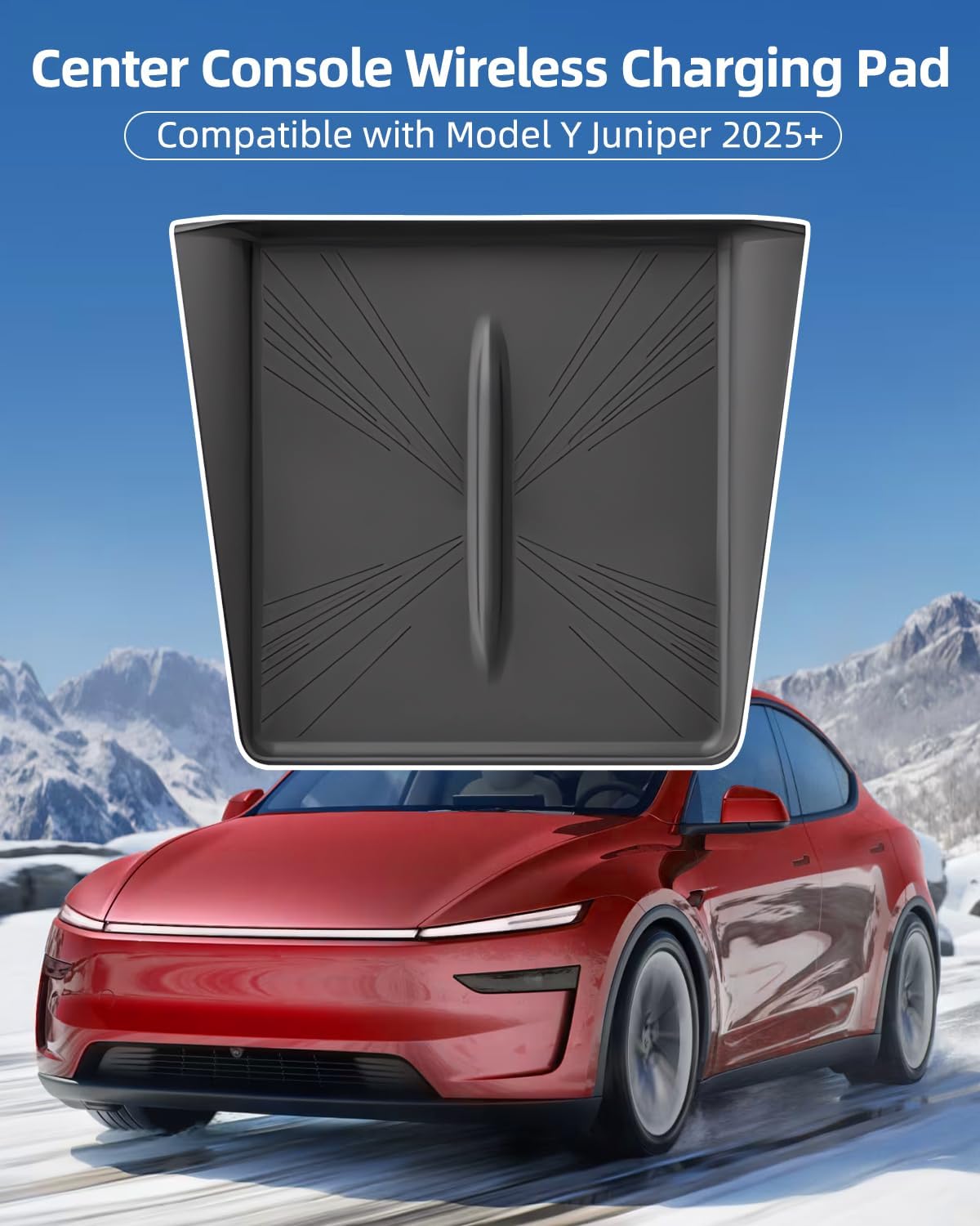 Model Y Juniper Centre Control Wireless Charging Mat，Center Console Wireless Charger Pad Compatible with Tesla Model Y 2024 2025 2026