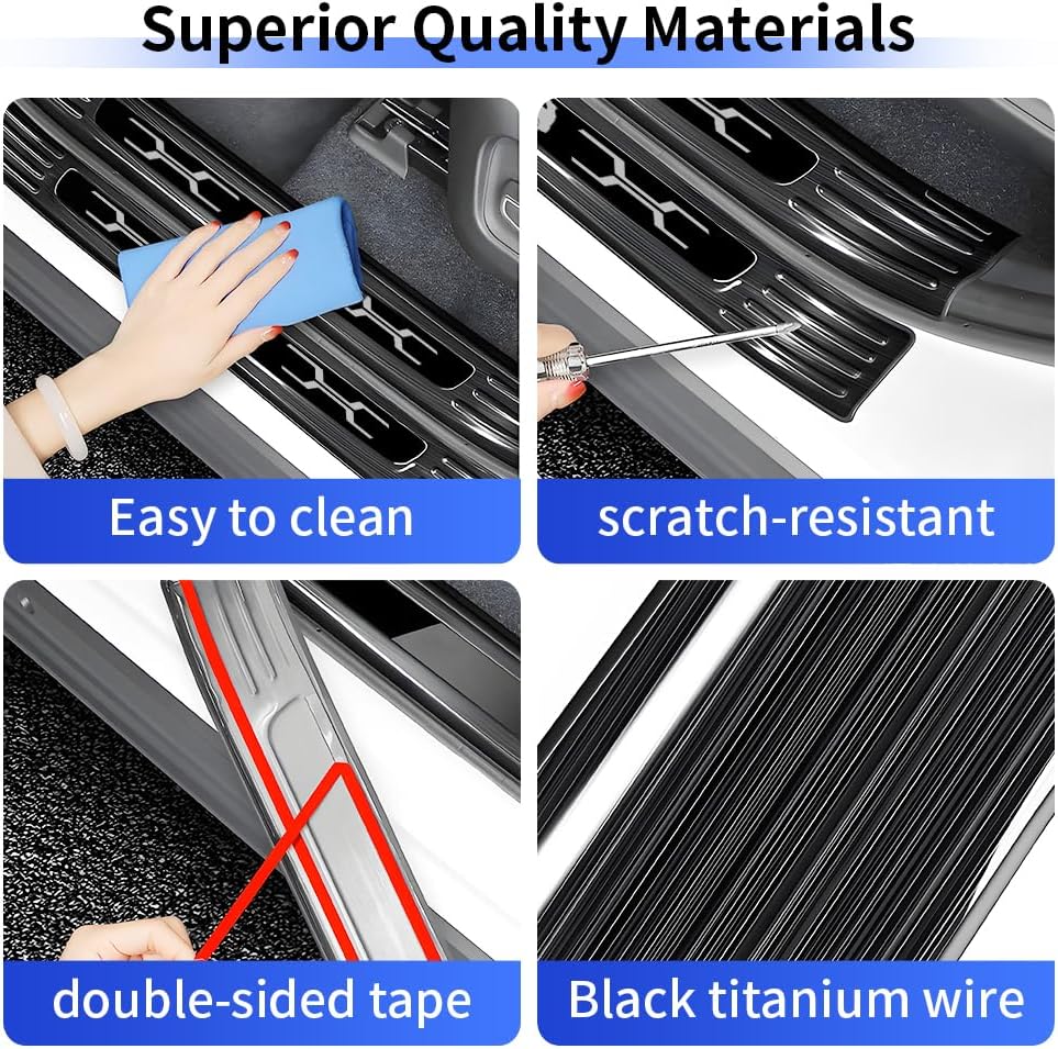 Door Sill Protector Trim for 2026 Toyota RAV4 Accessories Front and Rear Doors Car Pedal Kick Protection Stainless Steel Material，Black Brushed Finish Style Kit 4 PCS Interior Decor Accessory