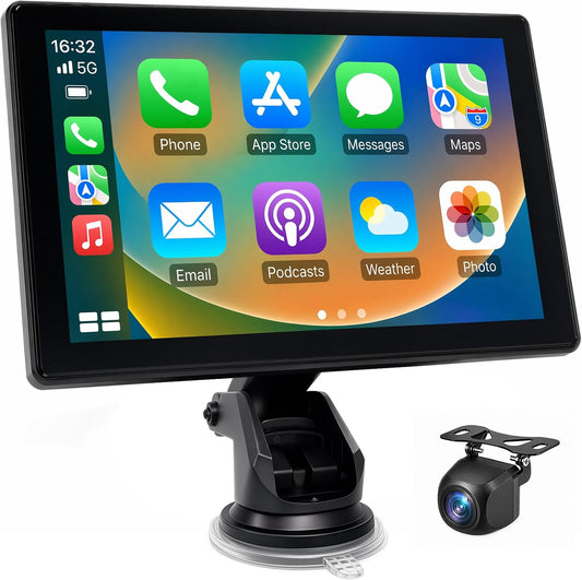 9 Inch Carplay Screen for Car, Wireless CarPlay & Android Auto | Portable Touchscreen with Bluetooth, FM, Mirror Link, Voice Control, GPS Navigation, Hands-Free Calling, Plug & Play