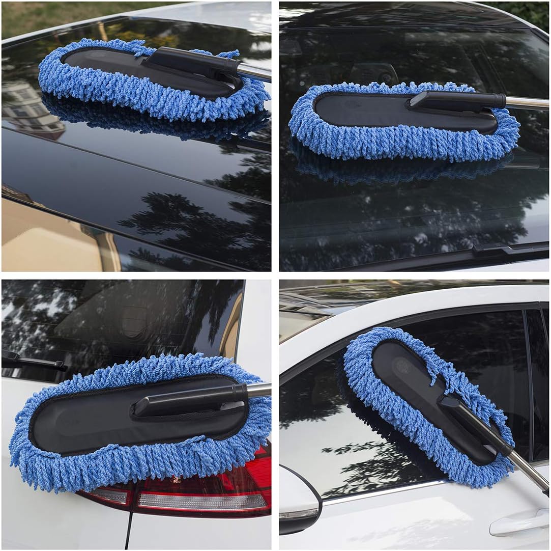 (3 Pack) Microfiber Car Duster Exterior Scratch Free, Extendable Handle Interior Multipurpose dust Cleaning Duster for car