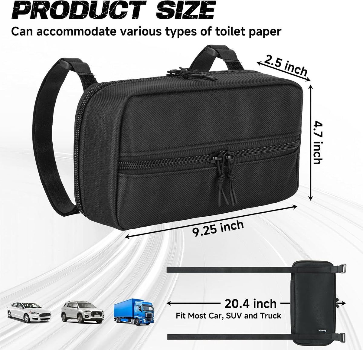 Homakover Car Tissue Holder for Visor, Adjustable Strap Napkin Holder for Visor, Carrying Case for Car Tissue, Fit Most Cars, SUV and Truck