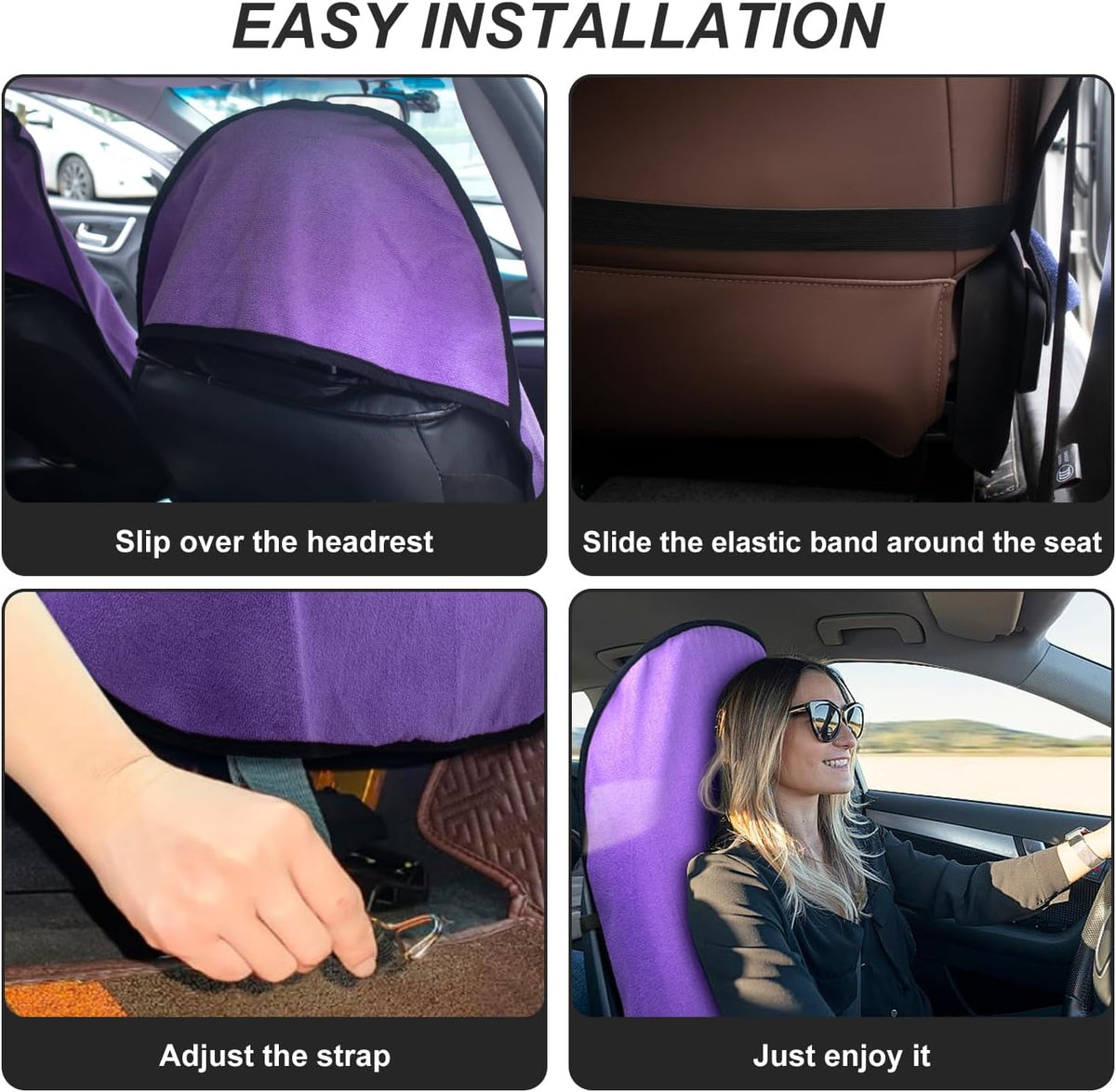 Waterproof Sweating Car Seat Cover for Post Gym Workout, Running, Swimming, Beach and Hiking, Universal Fit Non-Slip Bucket Seat Protector for Cars SUV Trucks, Machine Washable (Purple)