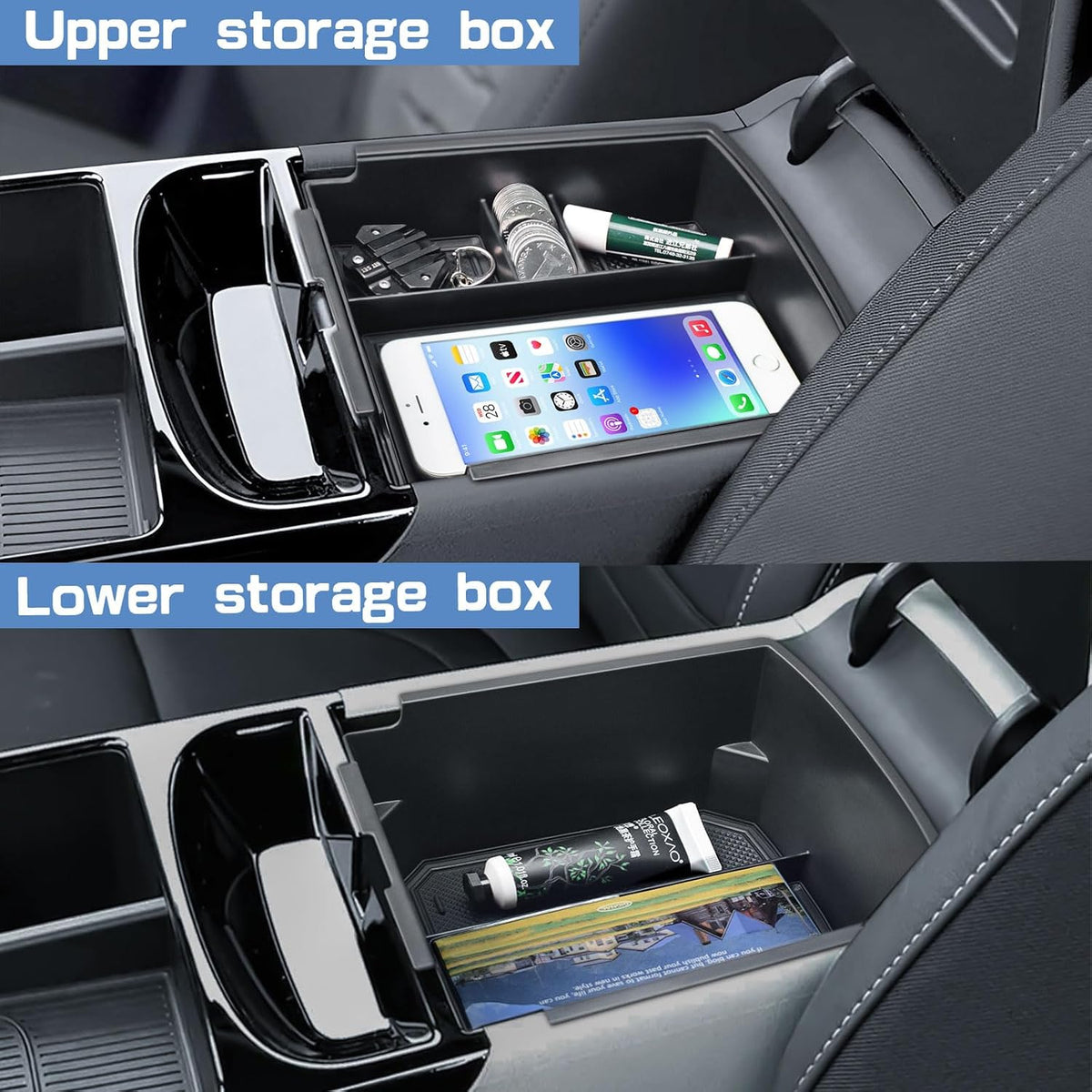 EDBETOS Double-Layer Center Console Organizer for 2025 2026 Hyundai Tucson