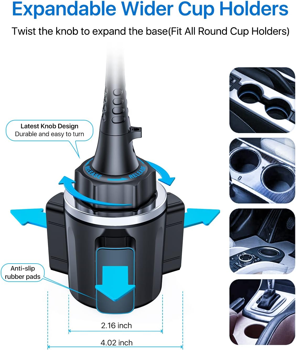 andobil Upgraded 15" Cup Holder Phone Holder, 【Solidest & Adjustable】 Military-Grade Long Gooseneck Cup Phone Holders for Your Car Truck, Car Phone Holder for iPhone 17 Pro Max 16 15 14/Samsung/Pixel