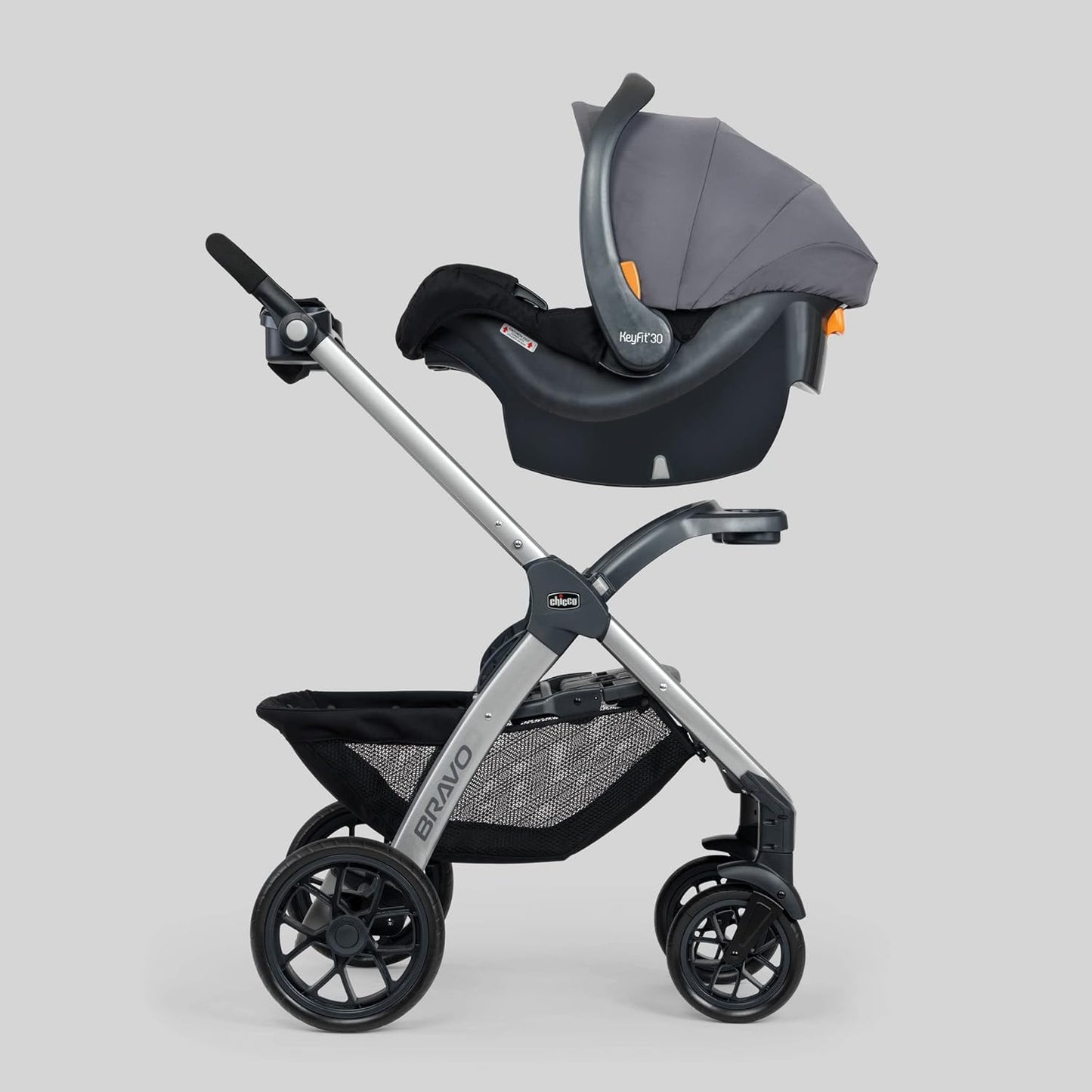 Chicco Bravo 3-in-1 Trio Travel System, Bravo Quick-Fold Stroller with KeyFit 30 Infant Car Seat and Base, Calla/Grey