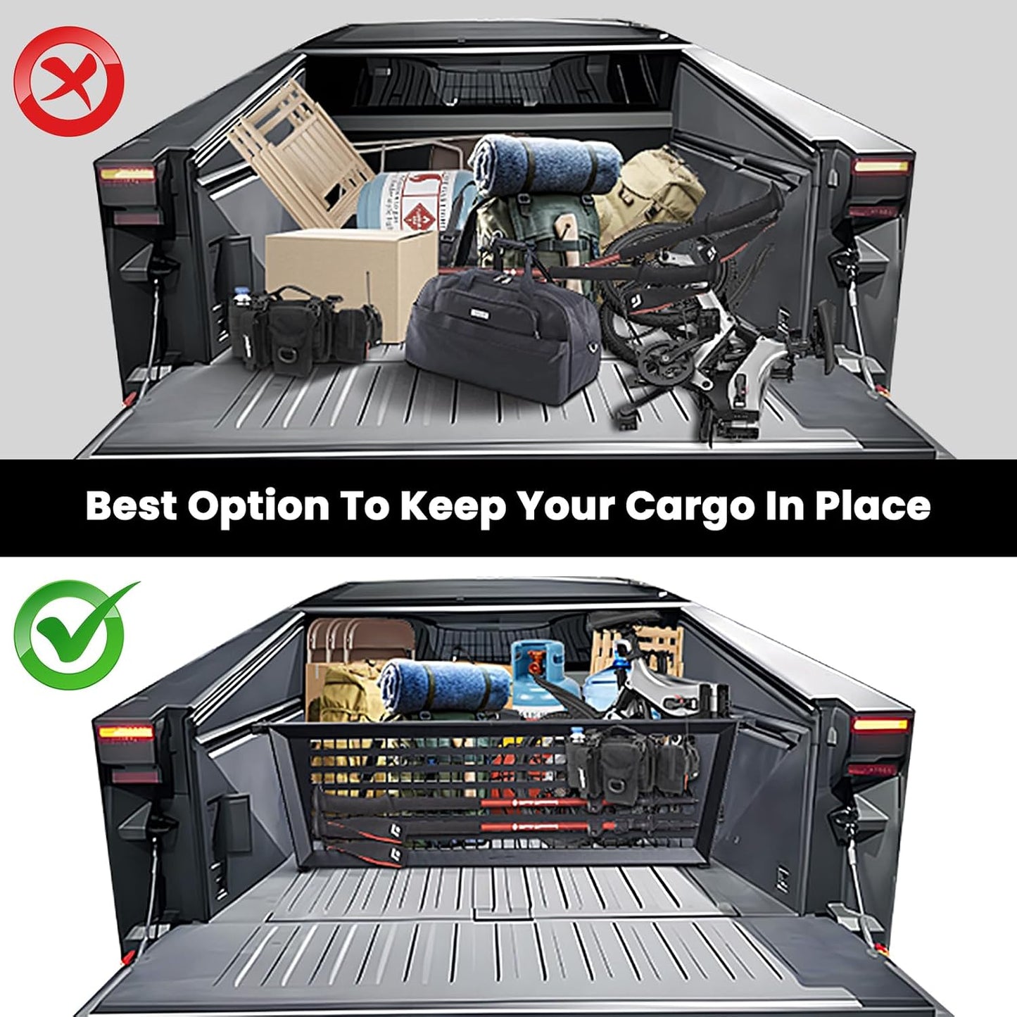 Truck Bed Divider for Tesla Cybetruck Accessories 2023-2026, Adjustable Cargo Dividers Aluminum Modular Storage Organizer Molle Panels for Camping, Off-Road (NOT for 2026 Dual Motor AWD)