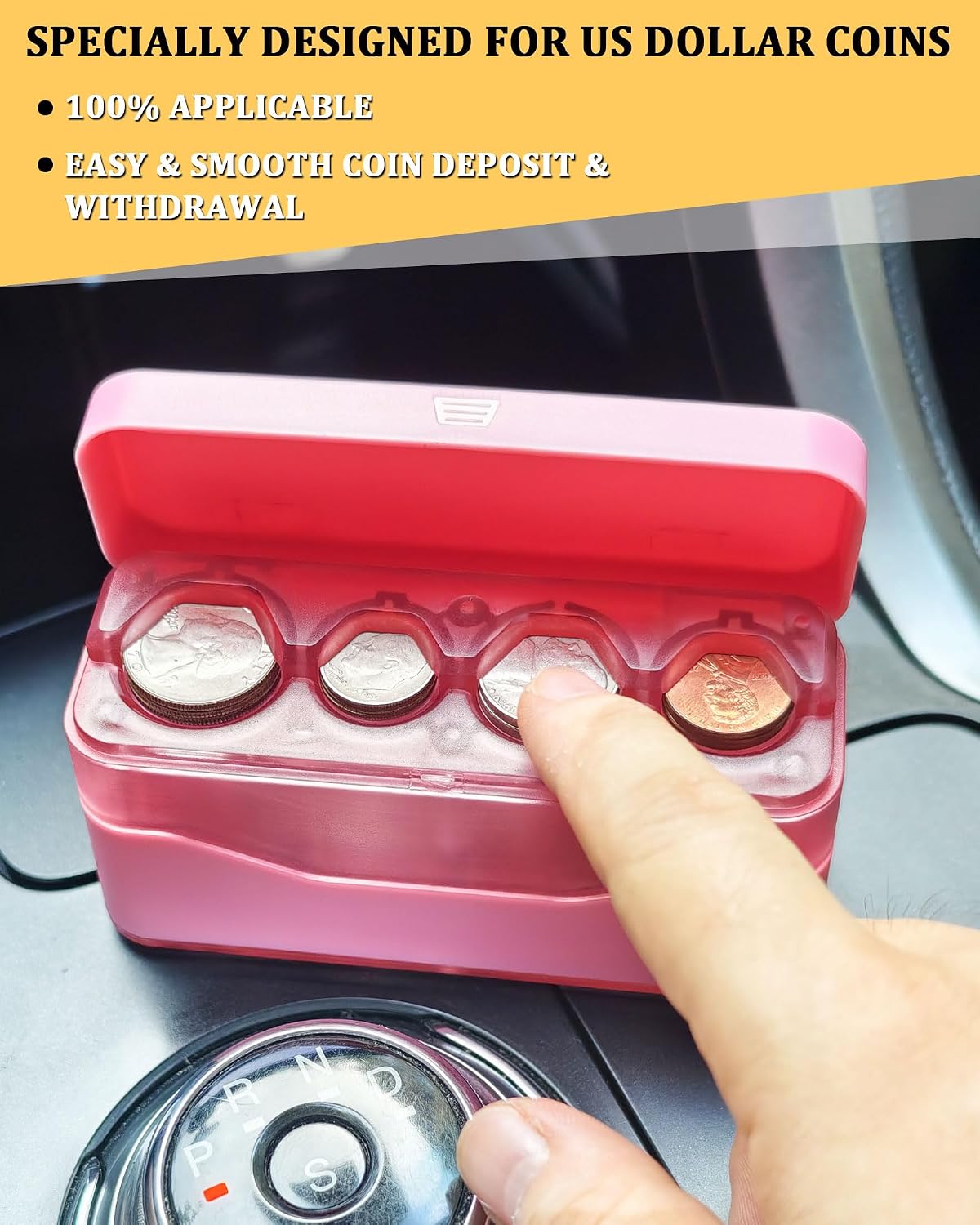 Larger Capacity Coin Holder for Car, Compact Portable Change Coin Organizer