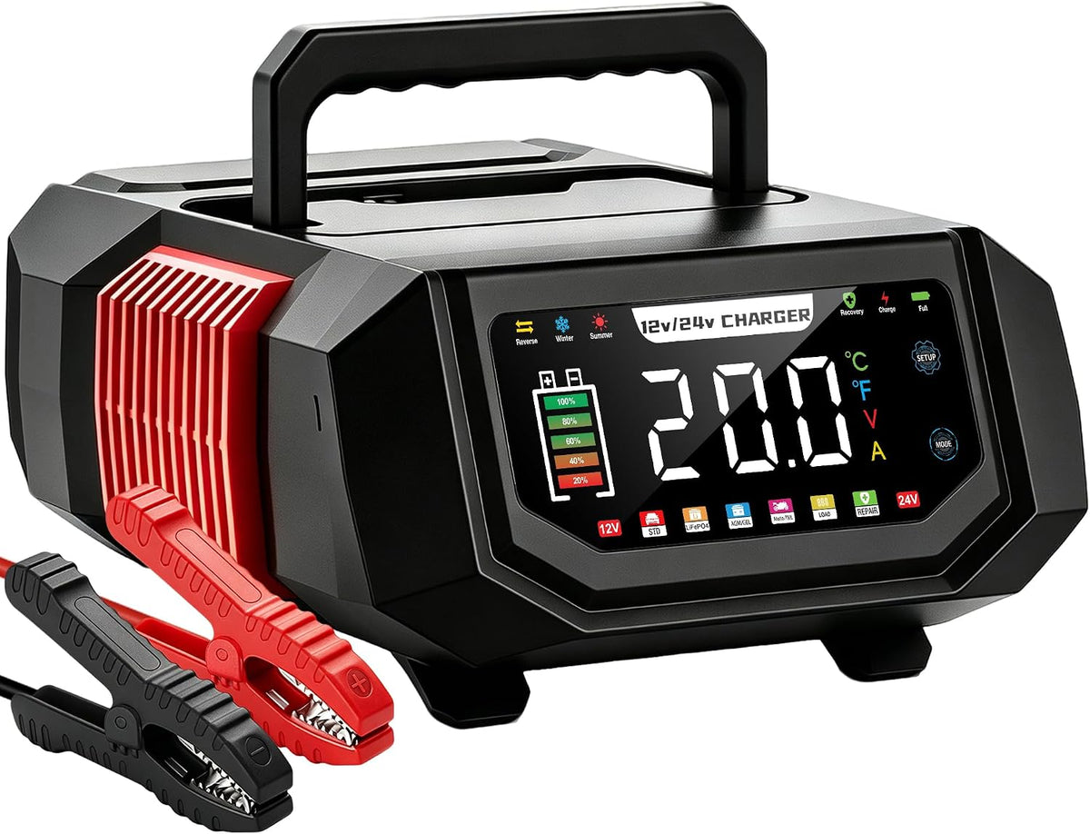 20A Car Battery Charger, 12V/24V Fully Automatic Trickle Charger