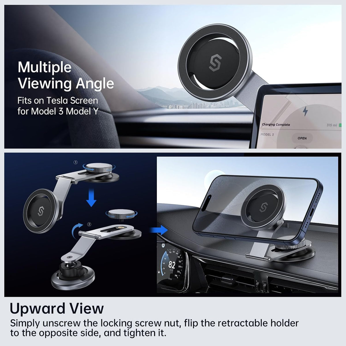 SYNCWIRE MagSafe Car Mount for Dashboard,Foldable Aluminum Arm,Space Gray