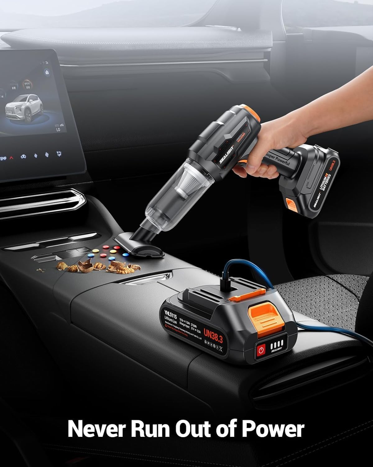 SEALIGHT Car Vacuum Portable Cordless, High Power Suction and Air Duster, 7 in 1 Handhle Vacuum