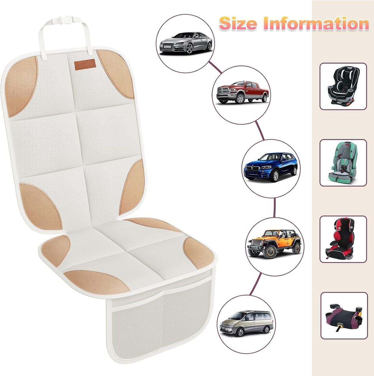 SMART ELF 2 Pack in Gift Box Car Seat Protector (Beige Brown)