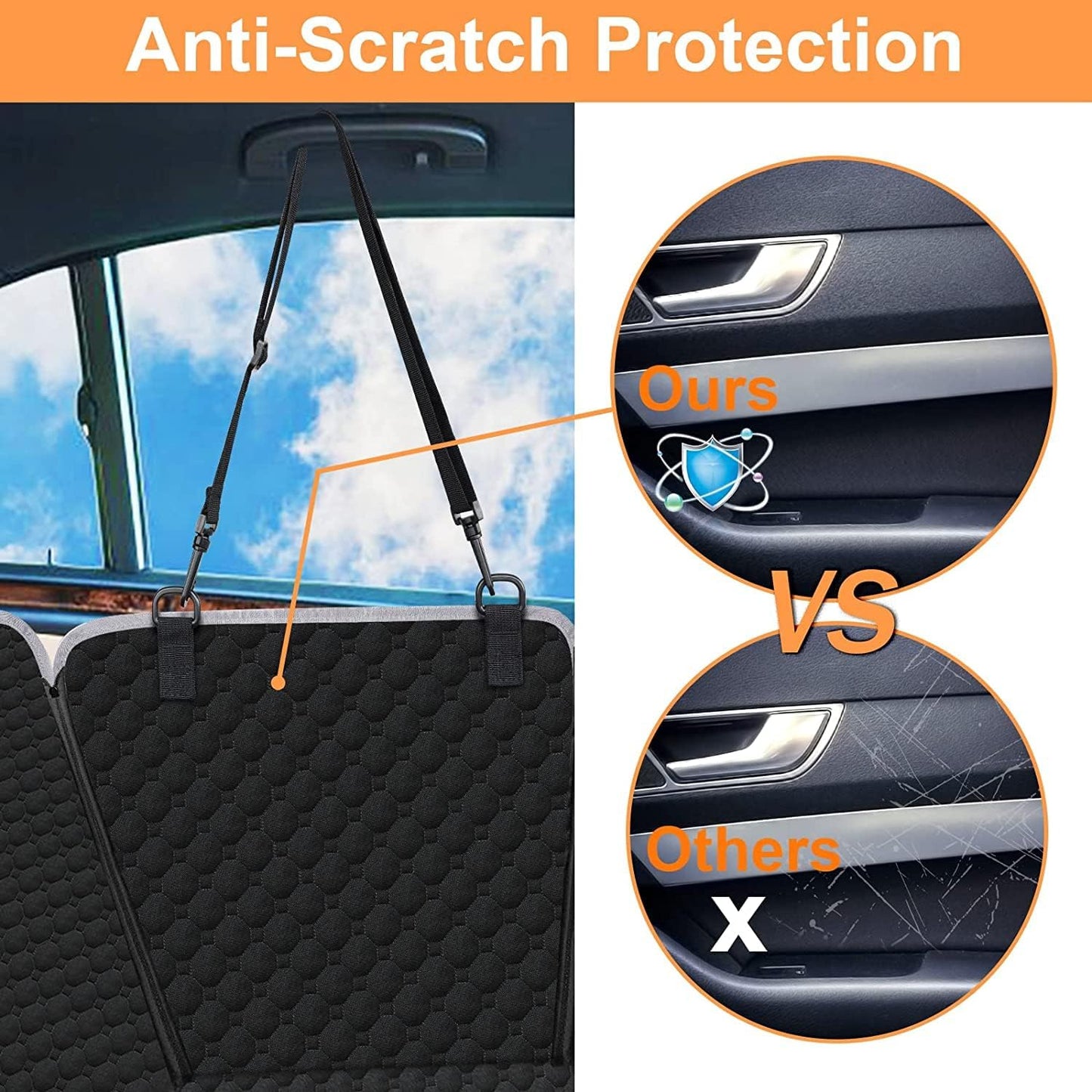 Mancro Dog Hammock for Car, 2026 Upgraded 600D Heavy Duty Waterproof & Scratch-Resistant Dog Car Seat Cover, Back Seat Pet Cover for Dogs with Sedan, Trucks and SUVs, Standard, Black All