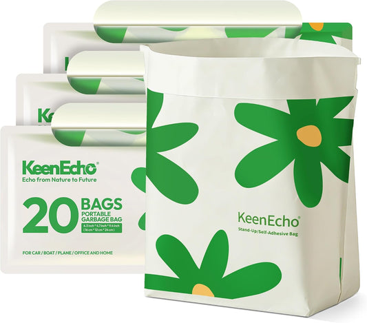 Disposable Car Garbage Bin Bags 60 PCS, Leak-proof Cleaning and Vomit Bags, Recycled HDPE, Easy Stick-On and Stand Design, Disposable Small Garbage Bags
