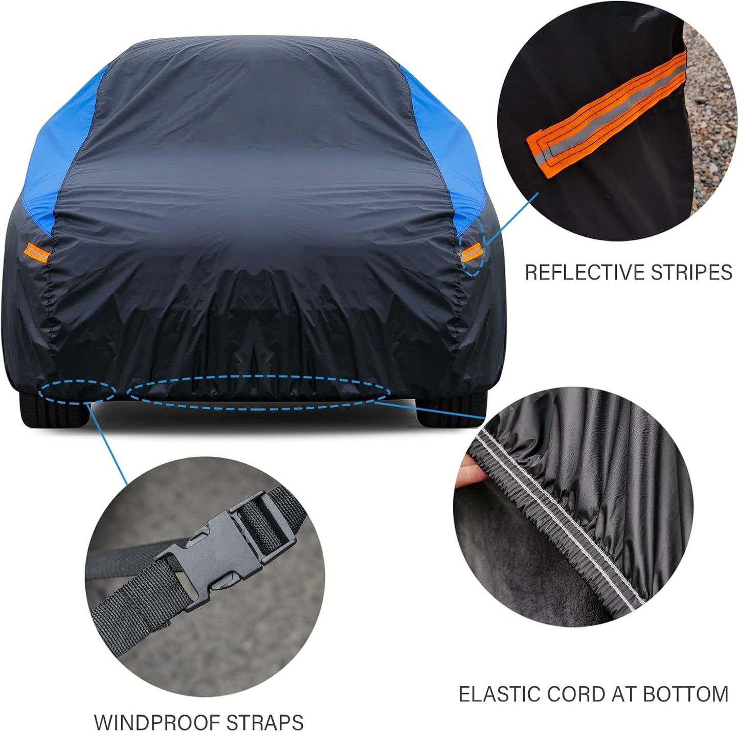 GUNHYI Car Cover for Automobiles All Weather Waterproof, Universal Fit Sedan Chevrolet Corvette, Ford Fusion, Kia Stinger, Nissan Maxima, Buick Regal, Subaru Legacy, Honda Accord etc.
