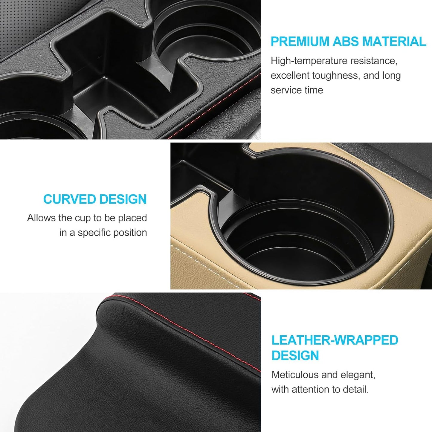 Car Seat Gap Filler Organizer, Multifunctional Auto Front Seat Storage Box with 2 Cup Holders, Auto Console Side Organizer Anti-Drop Gap Filler for Holding Phone Glasses Drinks (Beige)