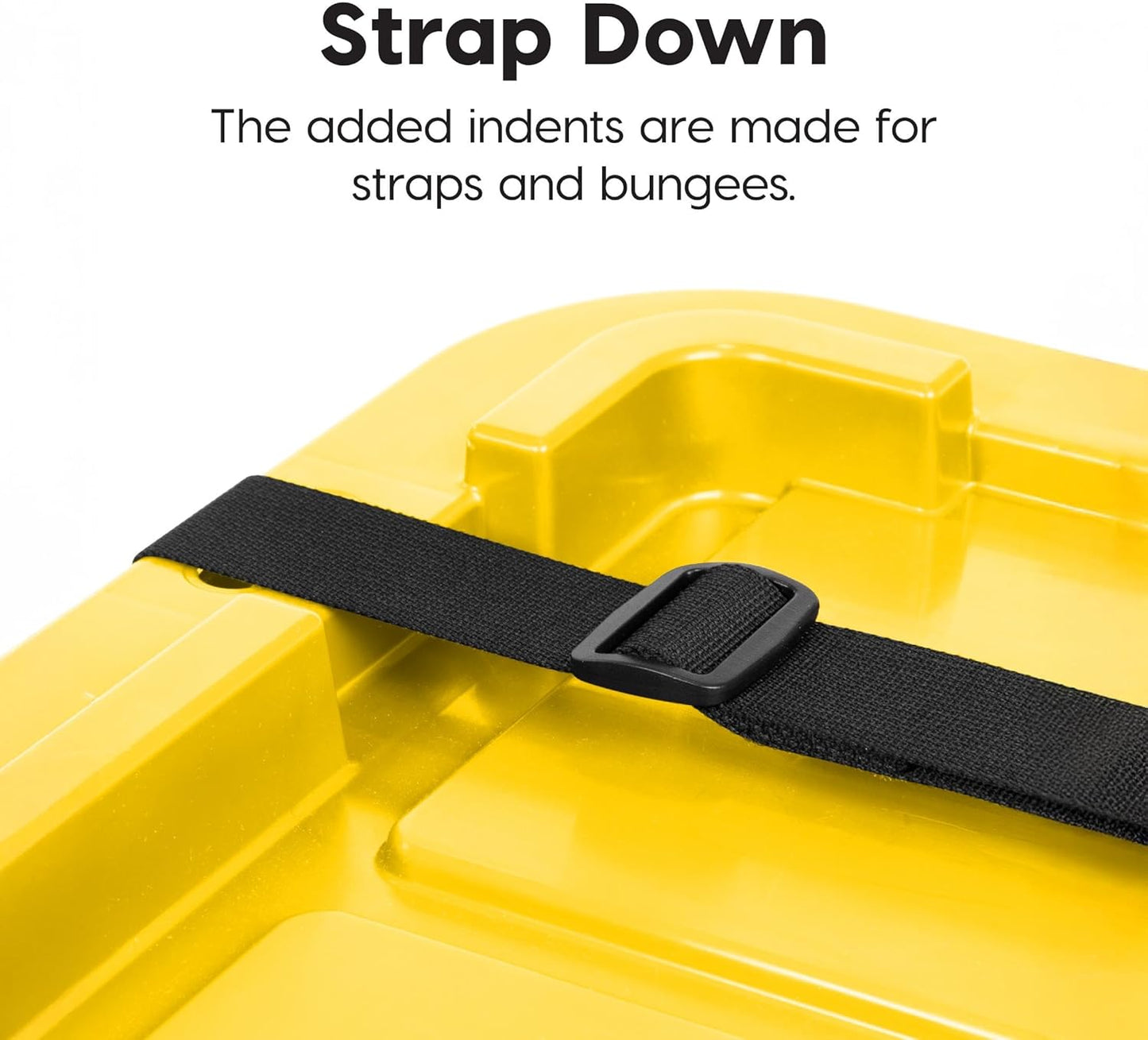 IRIS USA 4-Pack 12 Gallon Storage Bins with Lids |Made in USA| Heavy Duty Plastic Tote Containers for Truckbed Tool Box Organization, Large - Black/Yellow