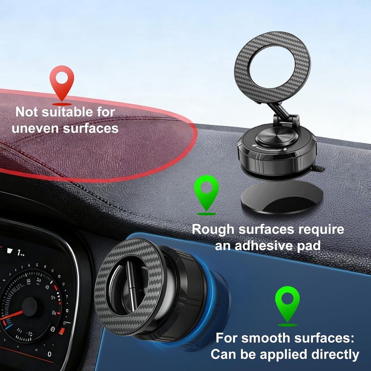 Car Mount, Vacuum Suction Phone Holder for Car, Car Phone Holder Mount, 360° Adjustable Phone Holder Wall Mount, Car Accessories for iPhone 17/16/15/14 Pro Max Cell Phone