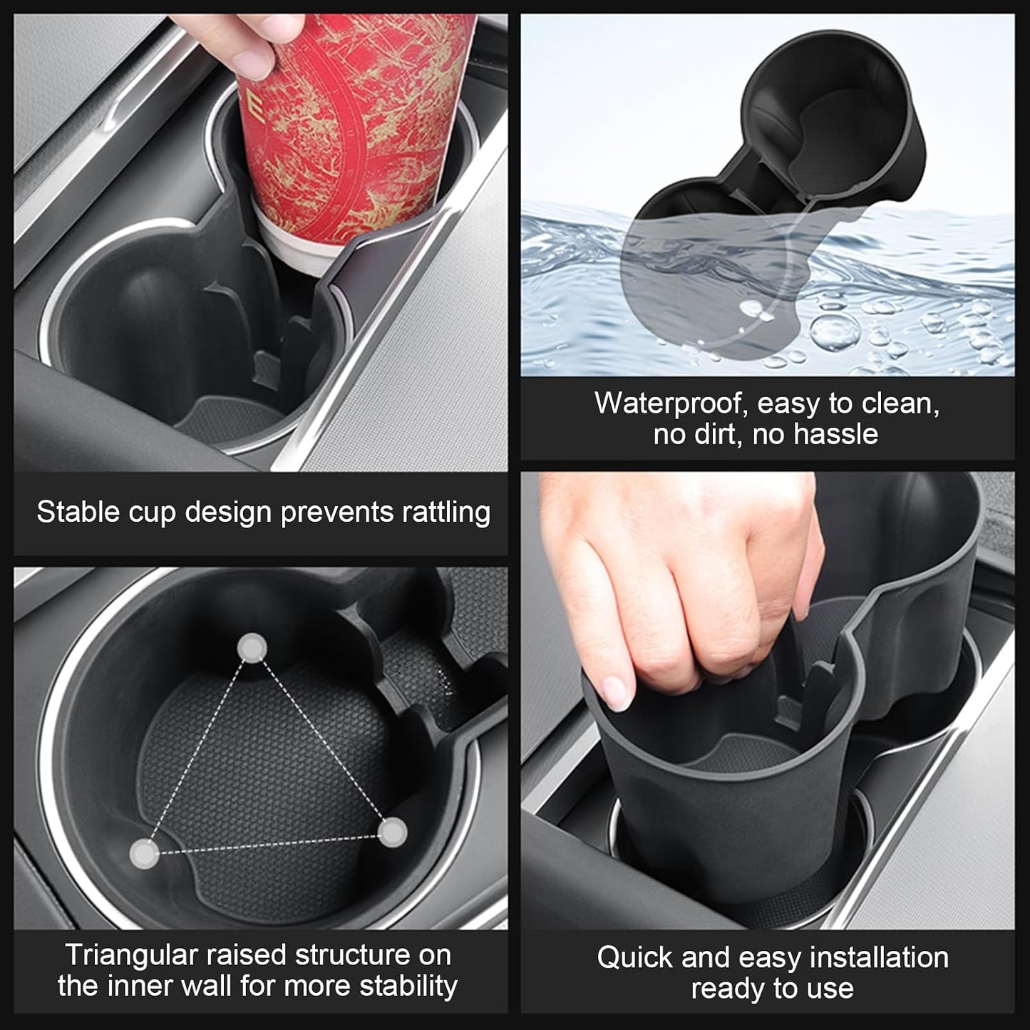 Center Console Cup Holder Coaster for Tesla Model Y Juniper 2025 2026, Water Holder Inserts Mat Pad Interior Decoration 3D Silicone