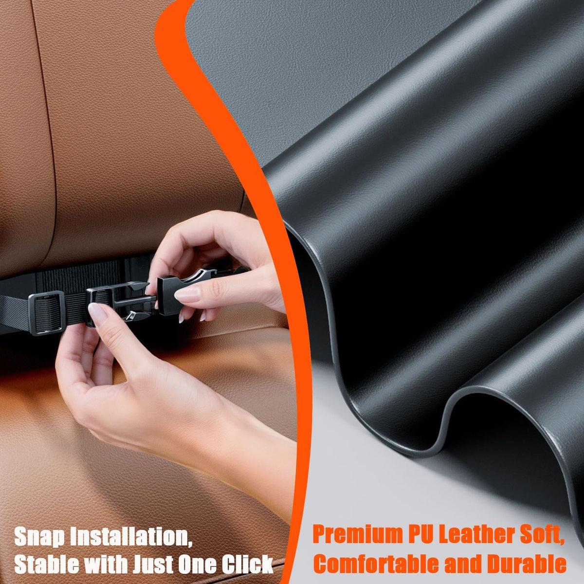 Large Car Tissue Holder,PU Leather Car Kleenex Holder,Refill Easily, Black