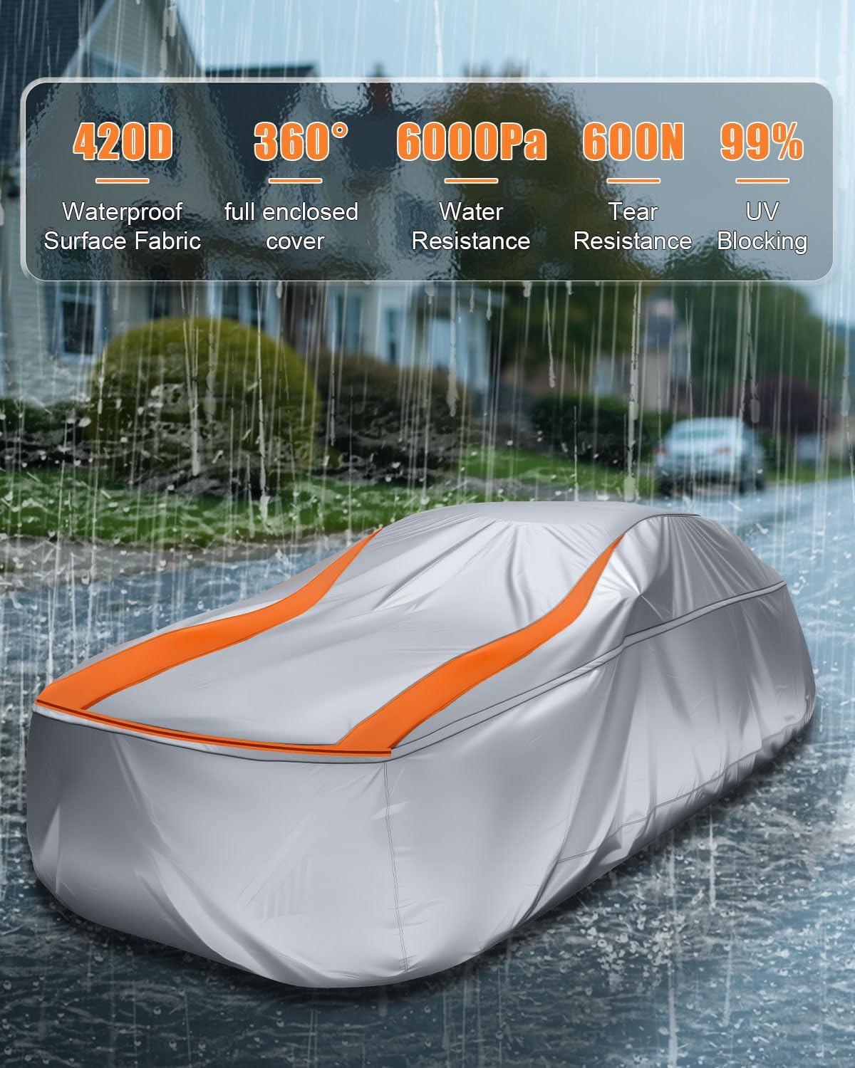 Sliver Full Enclosed Small Car Covers Universal Fit Miata,Mini Cooper,Z1/Z3,SLK-Class,Polo/Rabbit 1975-1984,Fiesta,Solstice,Yaris/MR2,Honda S2000,Saturn Sky,Chrysler Crossfire,Fiat 124 Spider