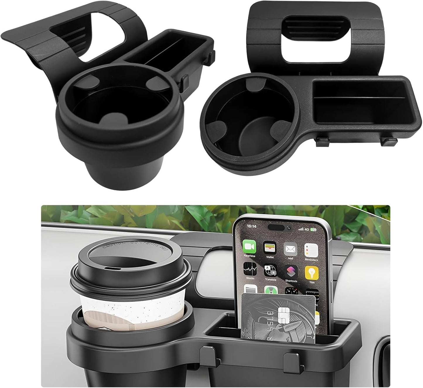 Car Window Multifunctional Storage Organizer, Vehicle Door Side Hanging Storage Rack with Cup Holder, Auto Window Mount Organizer for Cell Phone Earphone Key Water Cup