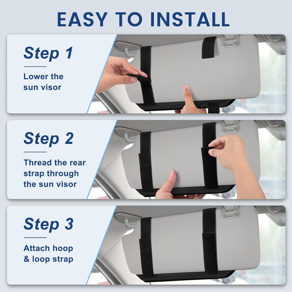 Car Sun Visor Organizer, Multi-Pocket Tactical Visor Storage with Zipper