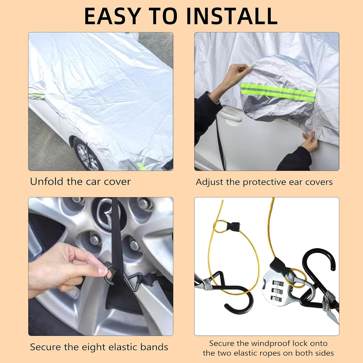 Waterproof & All-Season Half Car Cover,Full Coverage Protection for Windshields & Windows, Car Cover for Snow,Ice,Rain,Shading,Fit for Luxury Sedan.