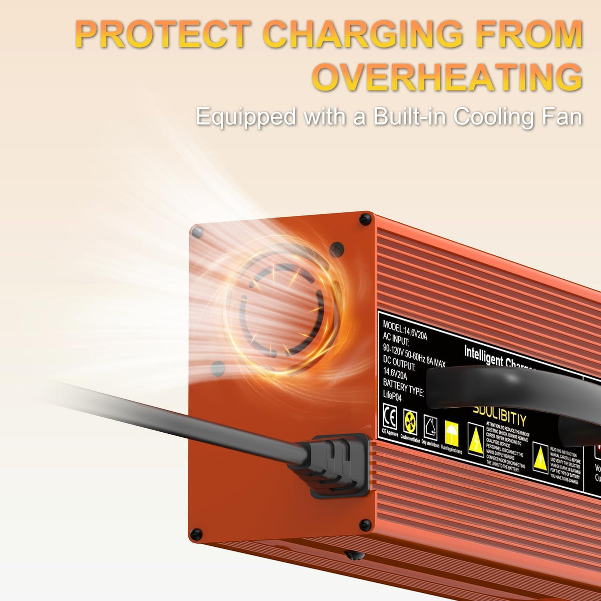 12V 20A Lithium Battery Charger 14.6V Lithium Iron Phosphate Battery, LED Display, Lifepo4 Battery Charger for Lifepo4 Deep Cycle Battery of Car RV Marine
