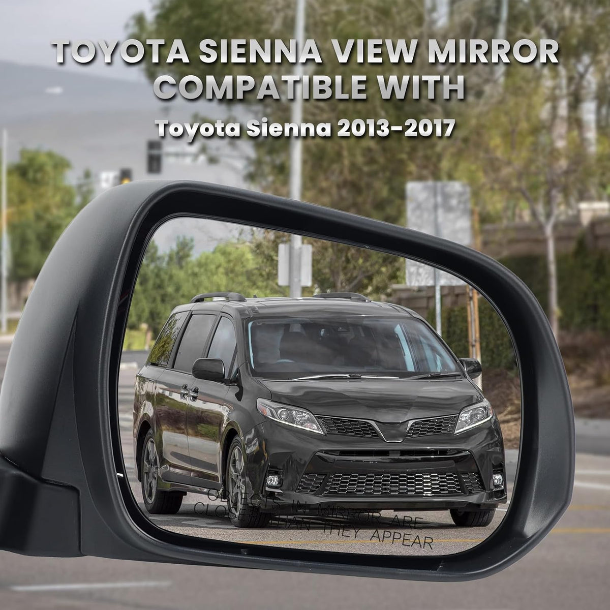 Right Passenger Side Mirror Compatible with Toyota Sienna 2013-2017 Heated, with Blind Spot Detection, Power Glass, Manual Folding, 6H6P, Door Mirrors Black Replace# 87910-08113, TO1321301