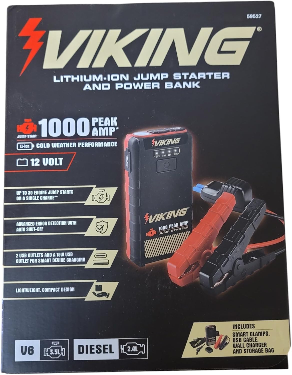 1000 Peak amp Lithium-ion Jump Starter and Power Bank Compatible with Viking