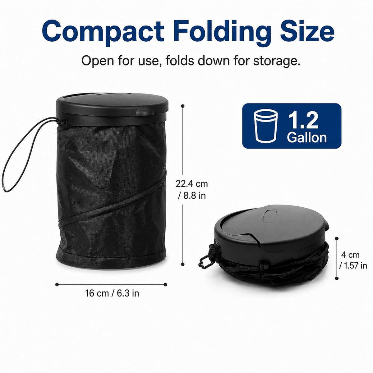 Car Trash Can with Lid, Collapsible Garbage Bin for Car SUV Truck