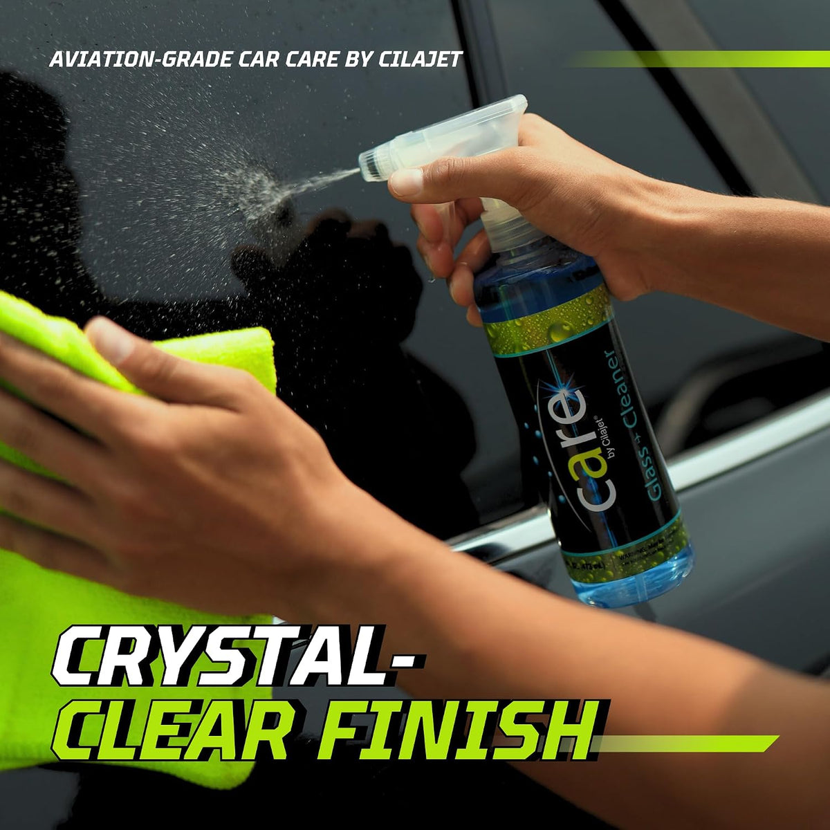 Care Glass Cleaner Spray, Streak-Free Car Window Cleaner for Windshields, Mirrors & Tinted Glass, Professional Window Cleaning Kit, Car Essentials, 16 oz