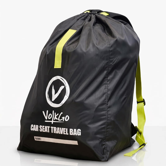 V VOLKGO Car Seat Travel Bag for Air Travel with Padded Backpack Straps - Large Bag for Airplane, Durable & Water-Resistant Protector with Pouch - Universal Size (Black)