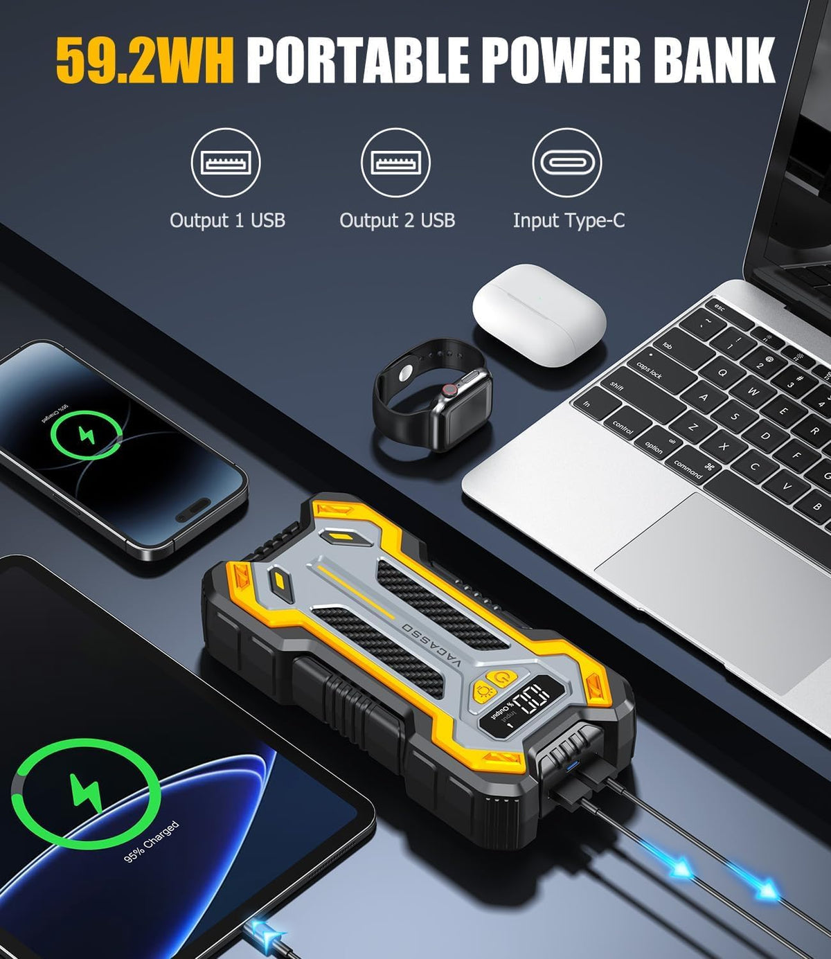 Car Jump Starter 5000A, 12V Battery Jumper Starter Portable Pack