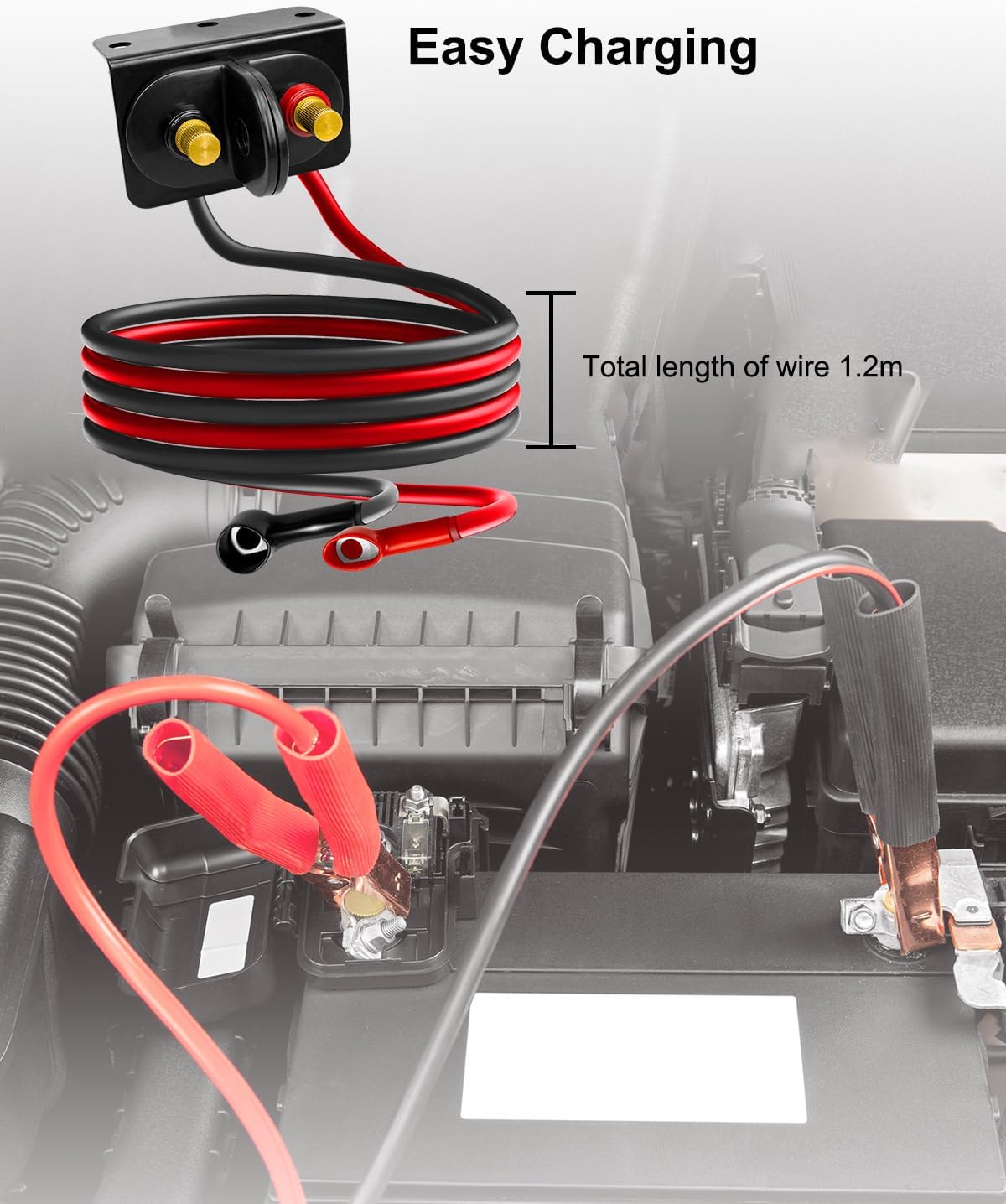 Battery Jump Post Kit with Cable & Mounting Bracket for Car Truck RV