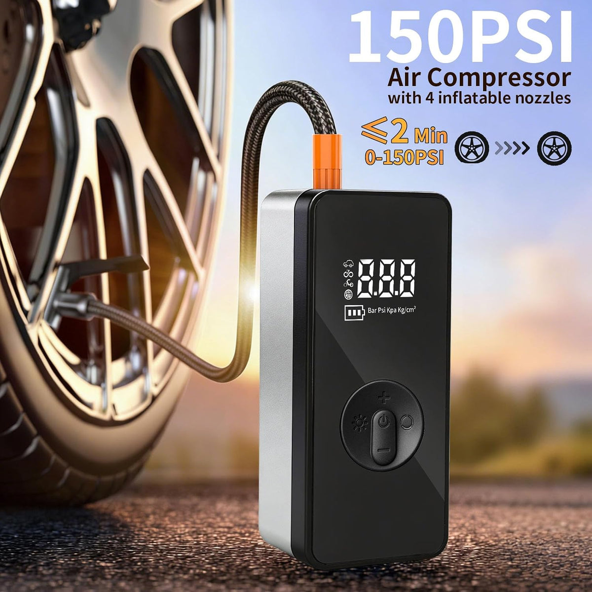 Jump Starter with Air Compressor,14.8V 8000A Peak Portable Car Battery Jump Starter Jump Box,150PSI Car Air Pump Tire Inflator Battery Charger with LED Light, LCD Display