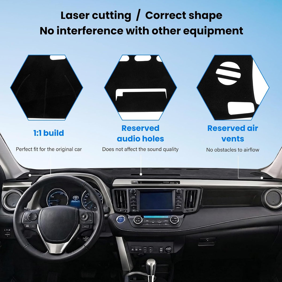 Dash Cover Mat Compatible with Toyota Rav4 2013 2014 2015 2016 2017 2018 Car Interior Dashboard Cover Mat Nonslip Dashmat Sunshade Glare UV Rays Protector Accessories Custom Fit