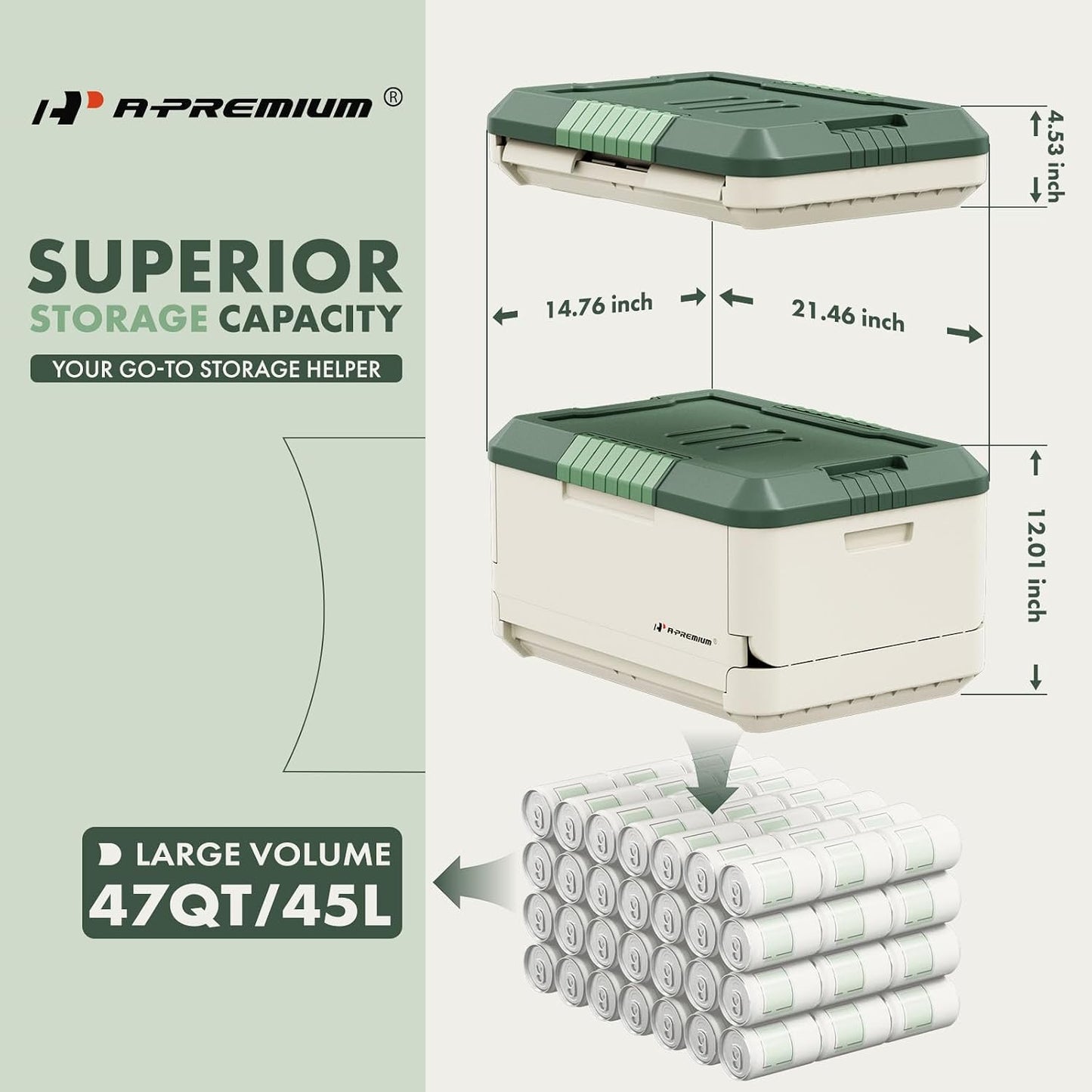 A-Premium Multifunctional Foldable Trunk Organizer and Storage Box | for Portable Car Storage Box with Waterproof Bag Heavy-Duty Container 45L 47-Quart for Camping, Picnic, Home, Garage box, etc