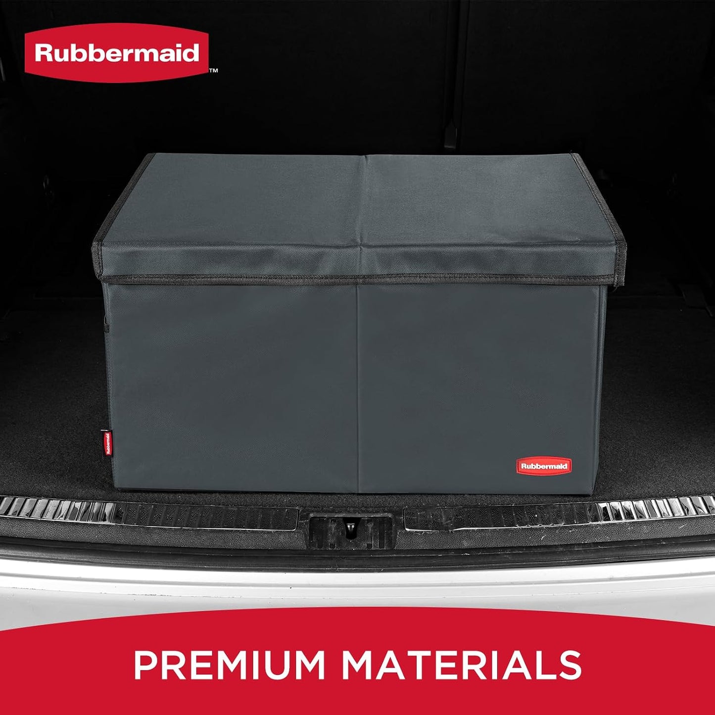 Rubbermaid Car Organizer, Collapsible Trunk Organizer, Multi-Compartment Car Storage Organization for Car Accessories, 2 Compartments With Cover, 21.65"*14.17"*12.2" - Gray