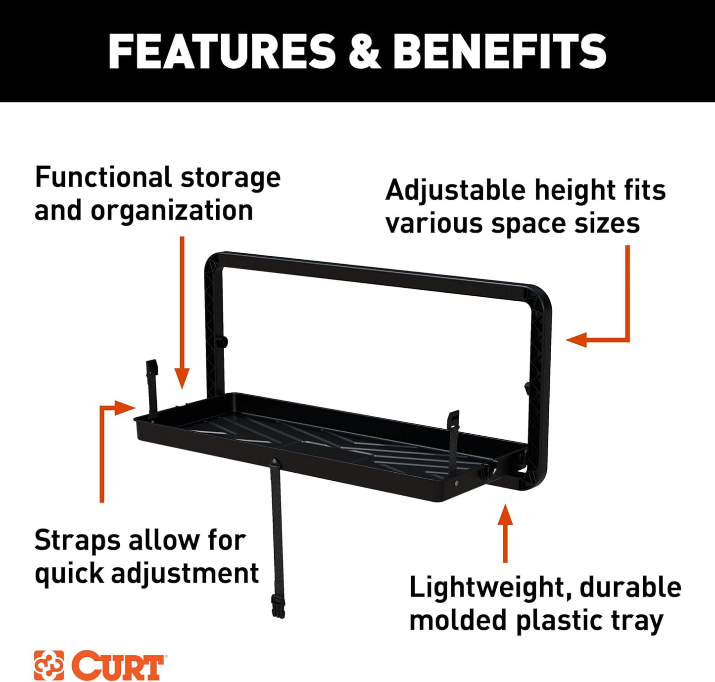 CURT 18425 Pakka Cargo Caddie Seat Back Organizer Tray, 34" x 14"