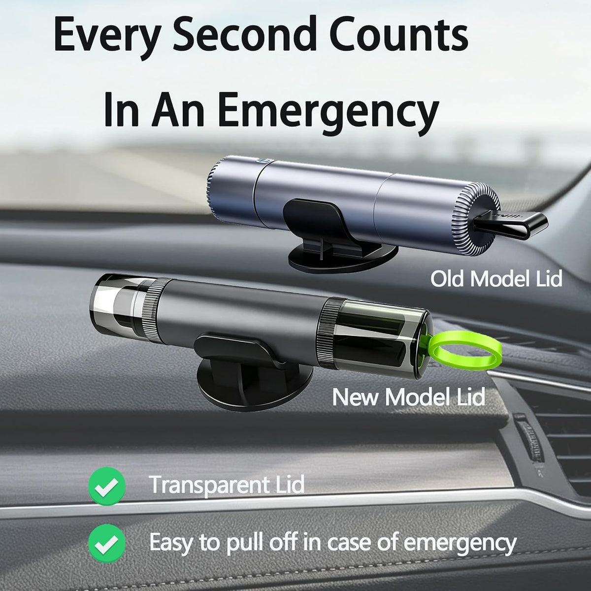 4 Pack Window Breaker Seatbelt Cutter,Upgraded Safe Hammer Glass Breaker Under Water,2026 Upgraded Transparent Lid,Safety Hammer Emergency Car Escape Tool for New Car