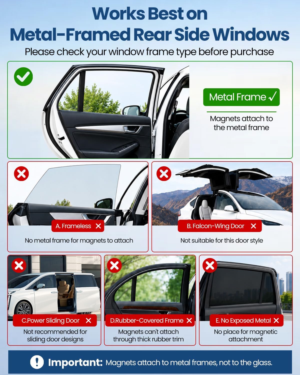 Car Window Shades, [Upgraded] 8 Strong Magnets Magnetic Side Window Sun Shade [2 Pack] - Dual Layer UV Ray Protection Car Sunshade for Baby, Kids & Pets - Universal Fit for SUV, Sedan & Trucks