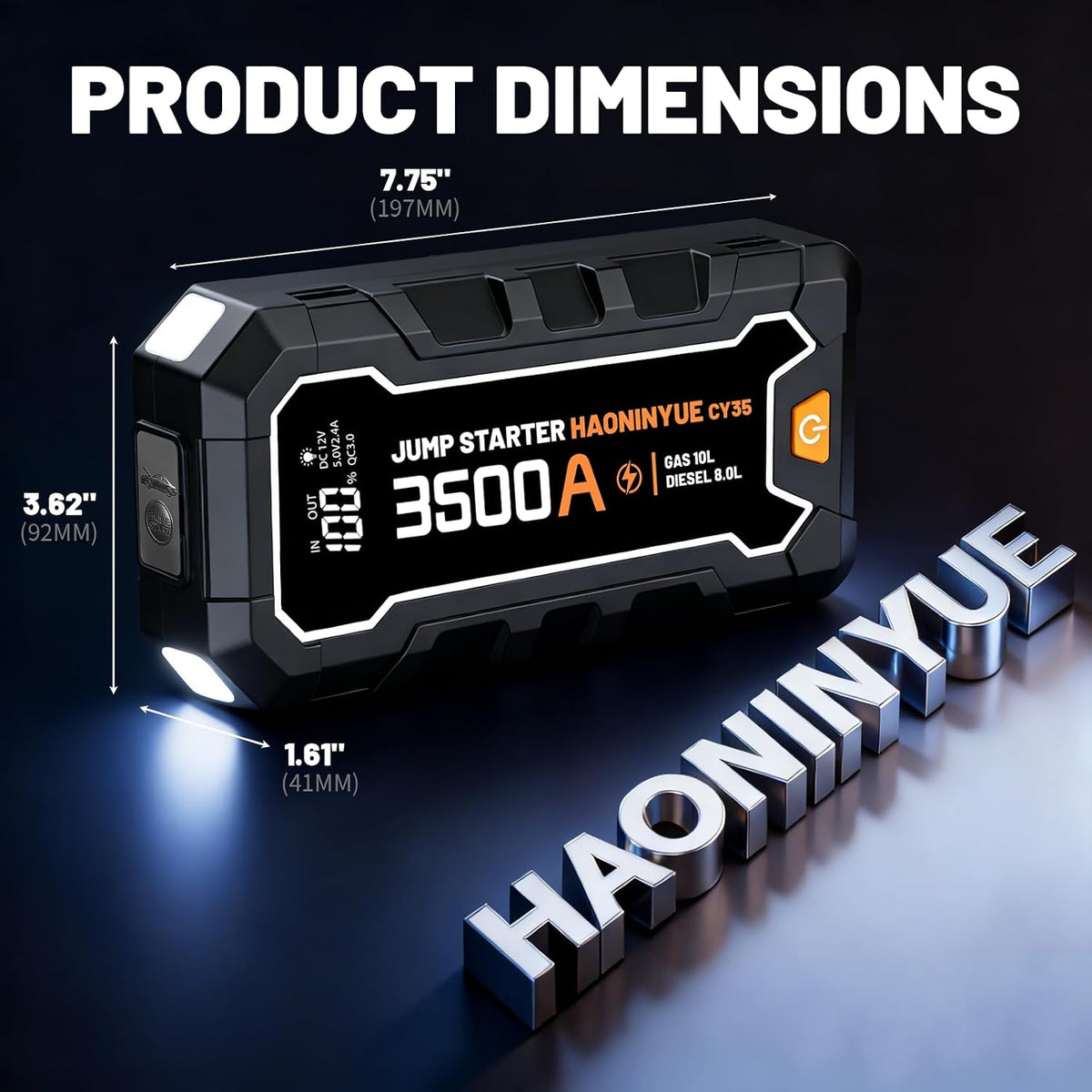 Portable Jump Starter,12V Car Battery Jumper Starter Portable with 88.8Wh Quick Charger,LED Display,14000mAh Booster Jump Box Pack (10L Gas 8.0L Diesel Engine)