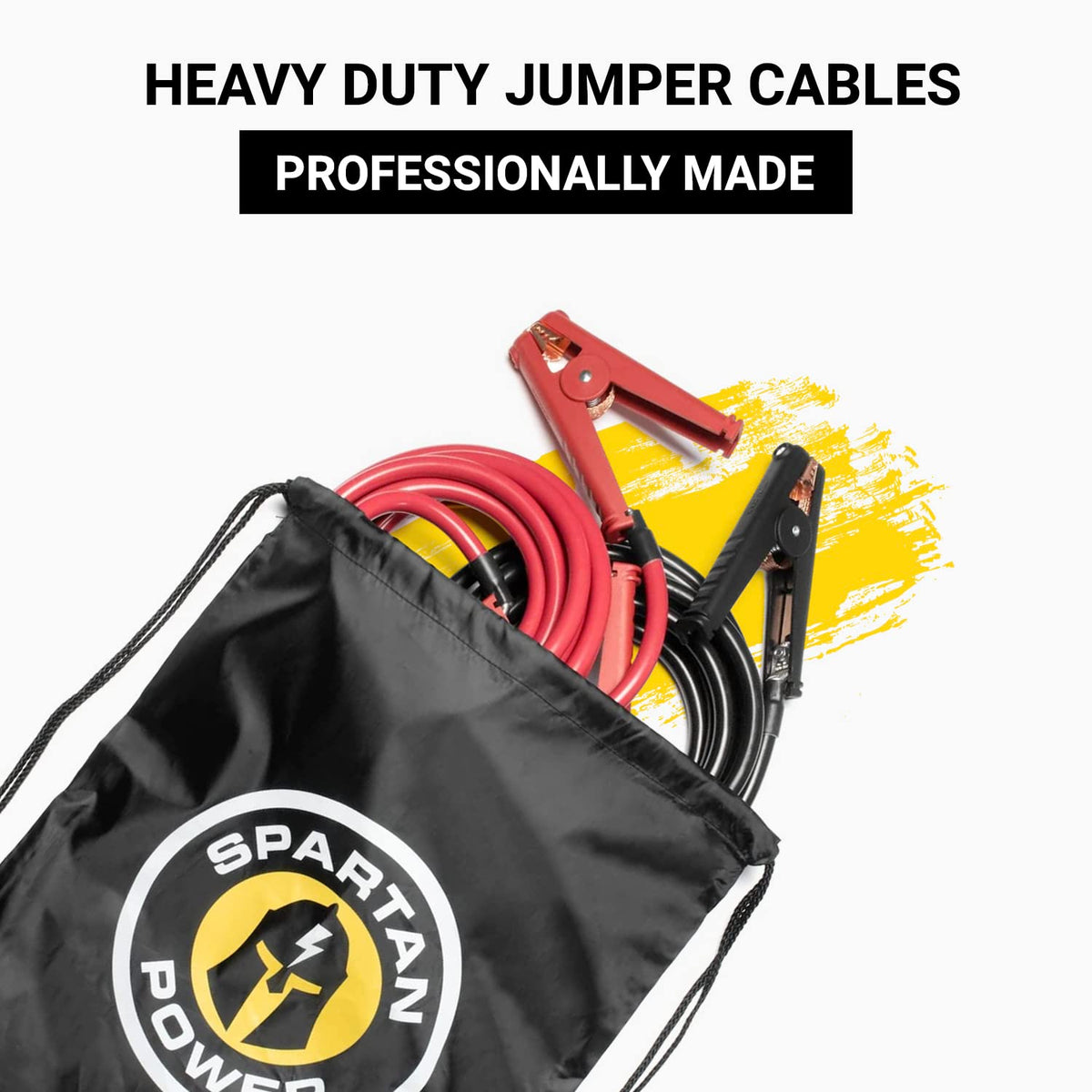 Spartan Power Heavy Duty Jumper Cables with Alligator Clips, 100% Pure Copper Wire, Positive & Negative Leads Battery Cable, Made in The USA - 1/0 AWG Gauge Cable, 20 ft