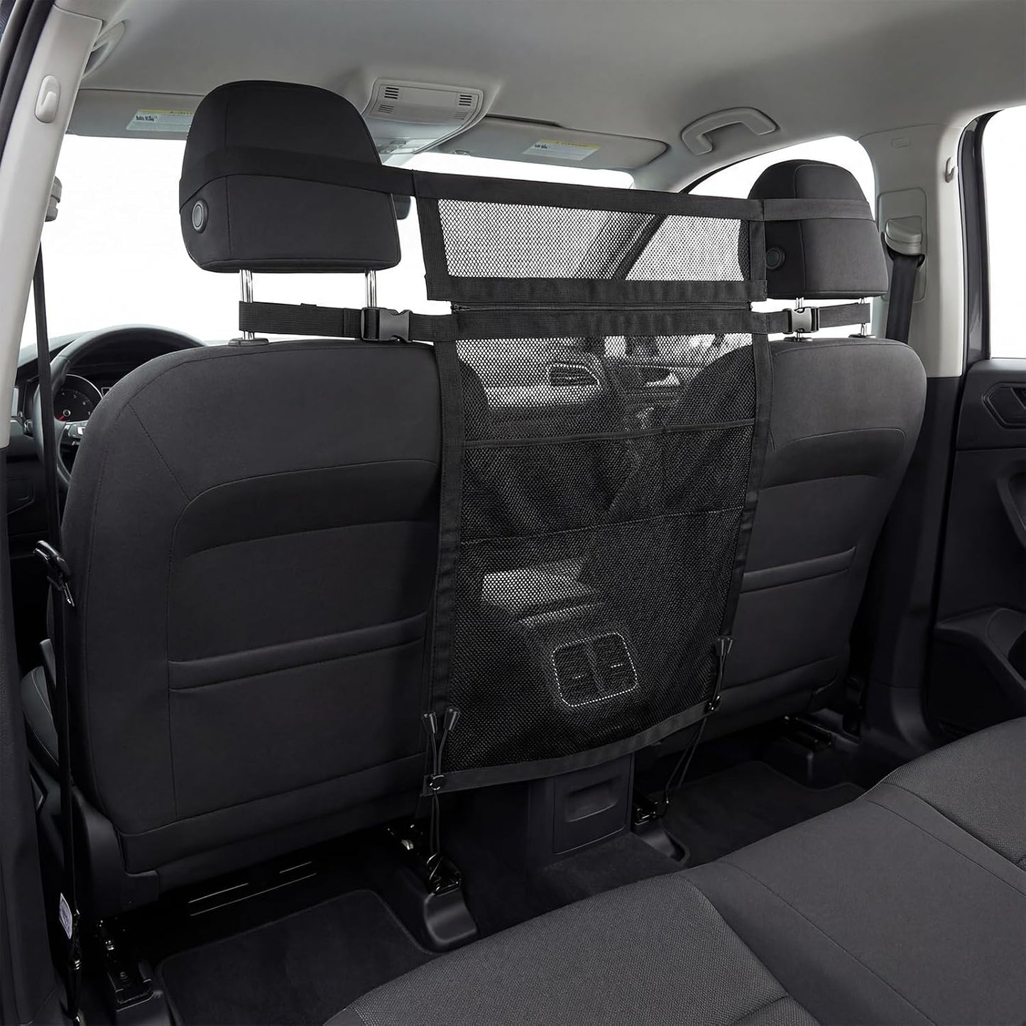 Dog Car Barrier with Mesh Organizer,Pet Safety Divider, Dog Net Easy Install for Cars & SUV,Truck(Upgraded&Heightened)
