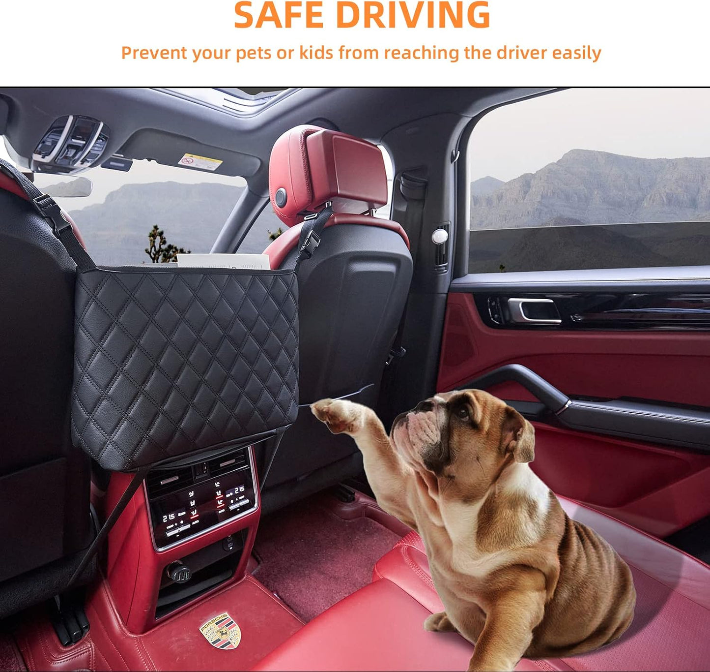 WLLWOO WLLWOO Car Net Pocket Handbag Holder Between Seats Back Storage Organizer Purse Holder for Console Front Seat Storage Barrier