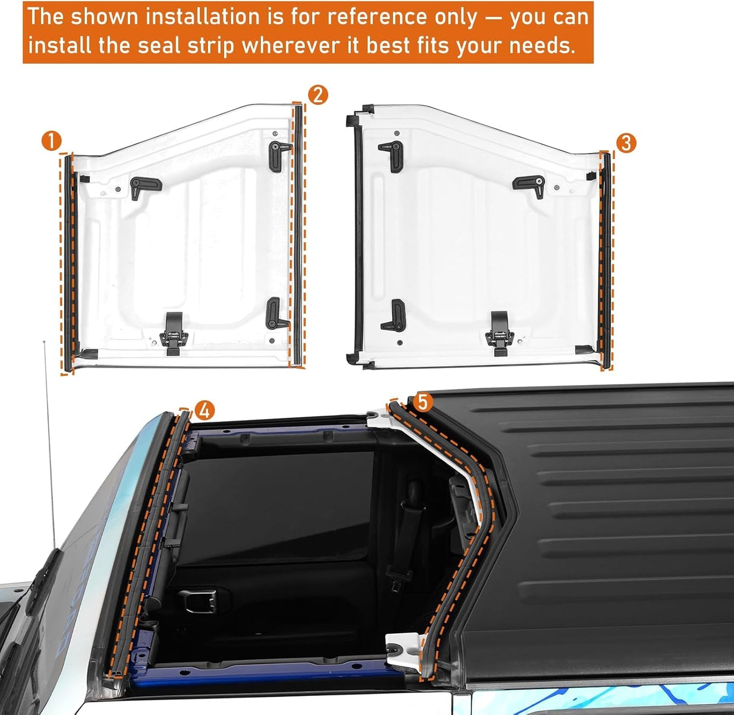 Hooke Road Hardtop Freedom Panel Seal Kit Weather Stripping for 2007-2026 Jeep Wrangler JK JL Gladiator JT, Roof Top Drip Strip Leak Fix Wind Noise Fix Kit