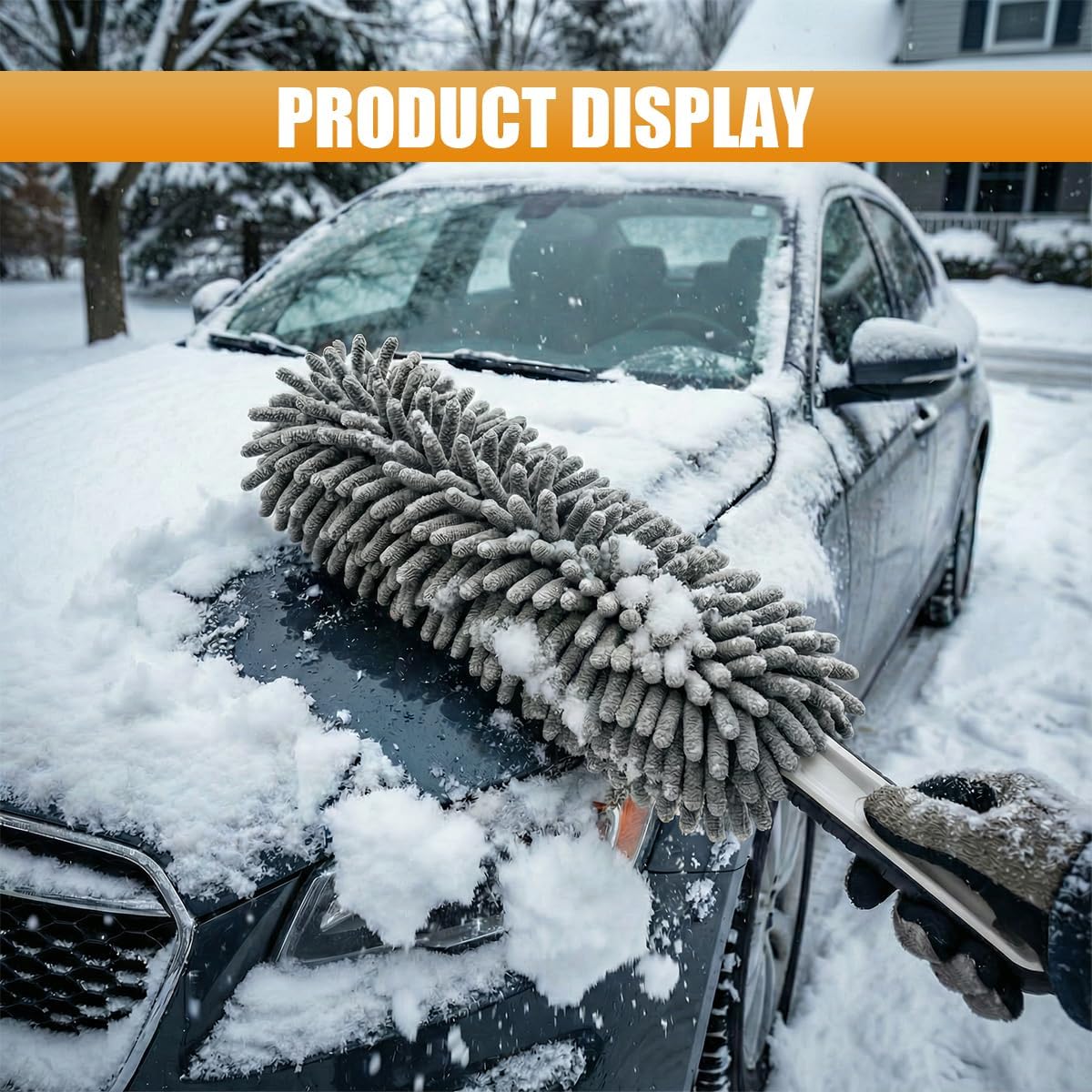 Craedli Car Interior Duster, Soft Chenille Microfiber Car Dash Dusting Brush Tool with Comfort Anti-Slip Grip, Multifunctional Auto Detailing Cleaning Supplies for Cars, Trucks, SUVs(Double-Sided)