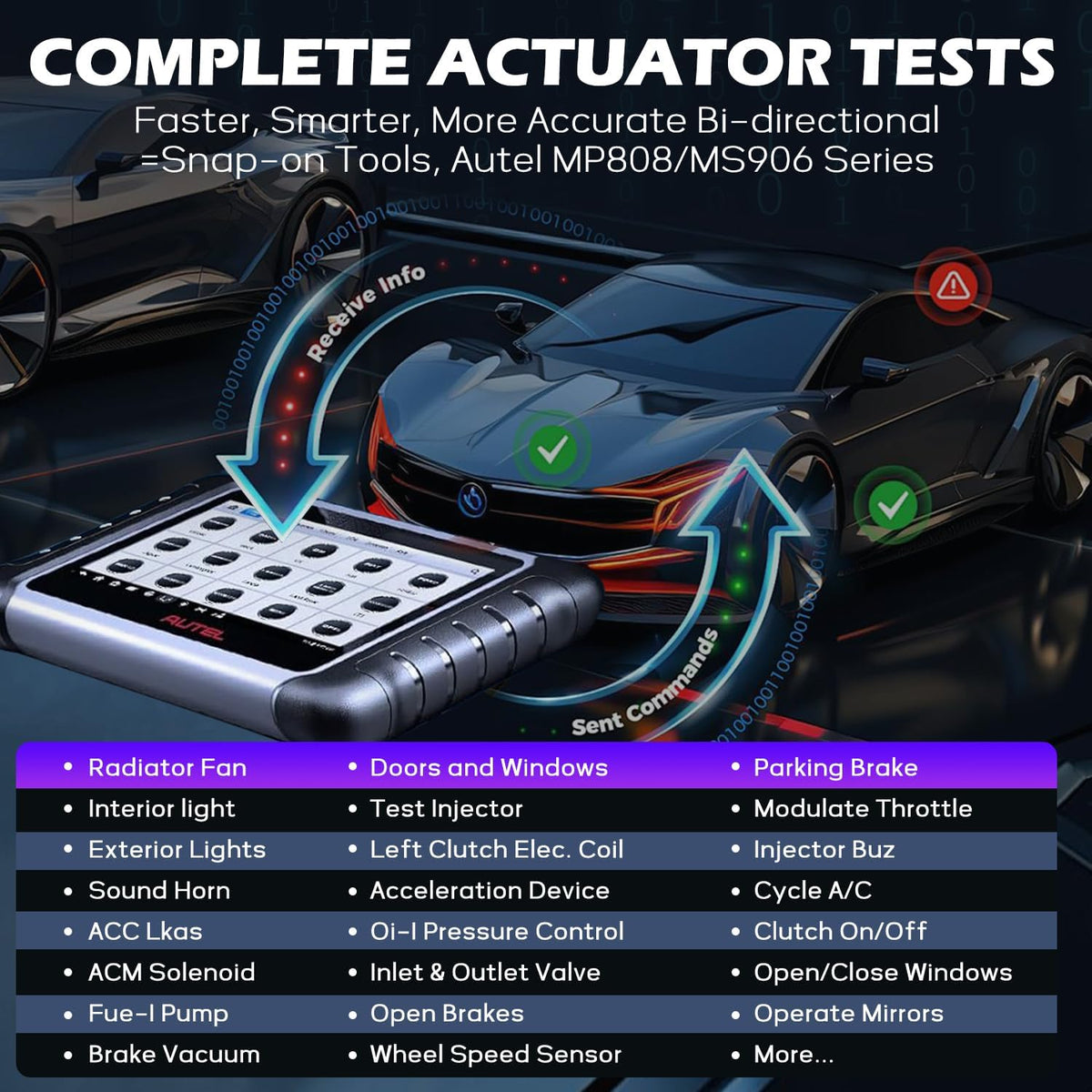 Autel MaxiCOM MK808Z OBD2 Scanner, 2026 Bidirectional Scan Tool Same As MK808S MX808S, Work as MaxiCheck MX900 MK900BT, Active Test, 28+ Service, All System Diagnose, Injector Coding, FCA Autoauth